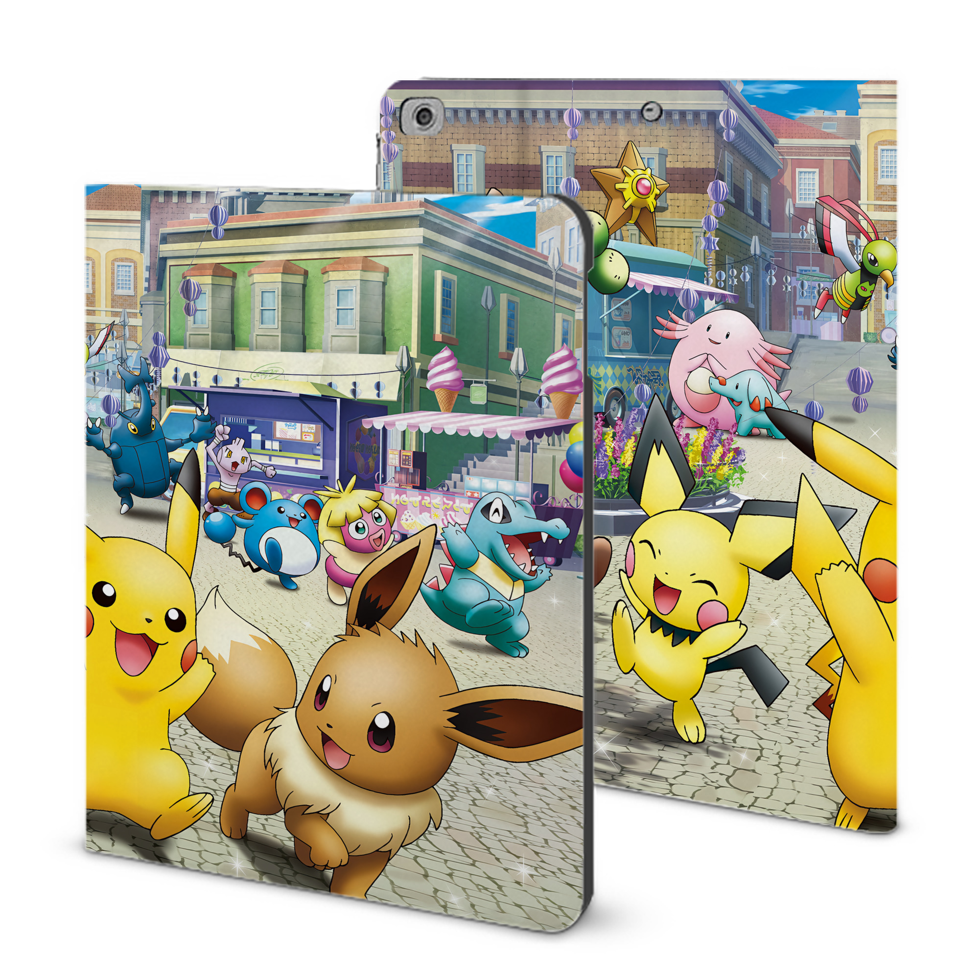 （画像用） ポケットモンスター Pokémon IPad ケース ブック型 PUレザー TPU 耐衝撃 軽量 薄型 ペン収納なし 全面保護 IPad 各モデル対応